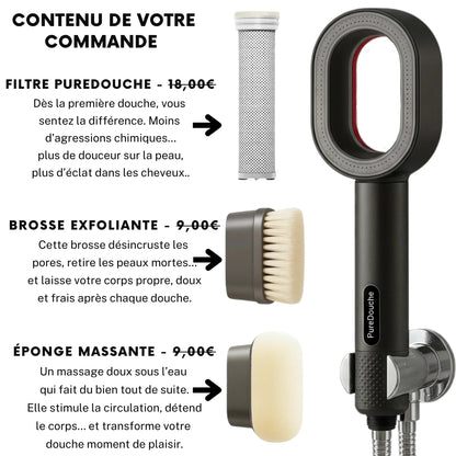 PureDouche® : Stoppez les dégâts invisibles causés par votre eau. Ce pommeau révolutionnaire filtre ce que votre peau n’a jamais supporté.