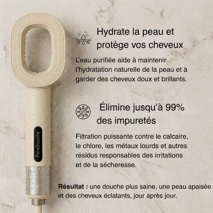 PureDouche® : Stoppez les dégâts invisibles causés par votre eau. Ce pommeau révolutionnaire filtre ce que votre peau n’a jamais supporté.