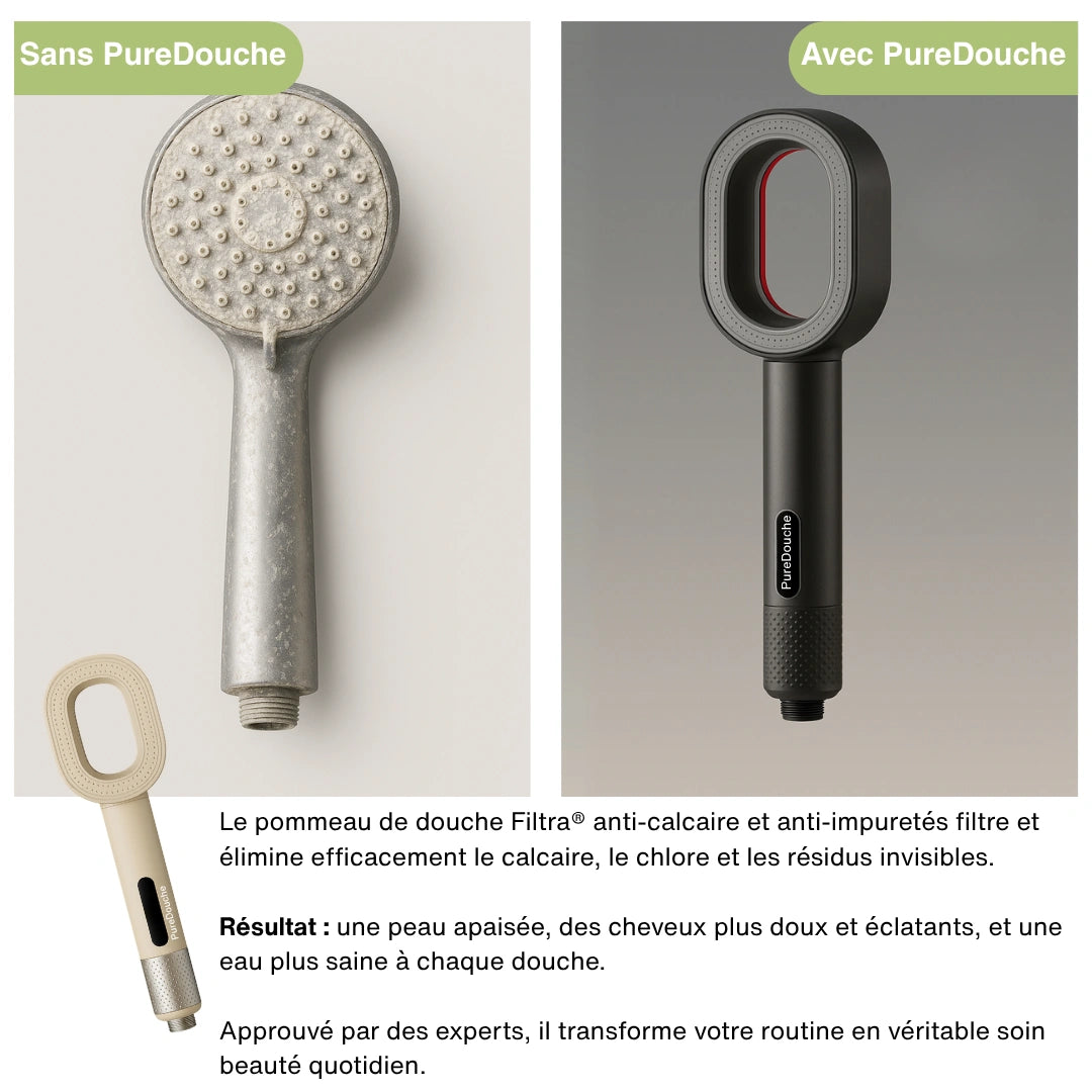 Filtra® : Il filtre jusqu’à 99% du calcaire, chlore et impuretés, pour une peau apaisée et des cheveux éclatants